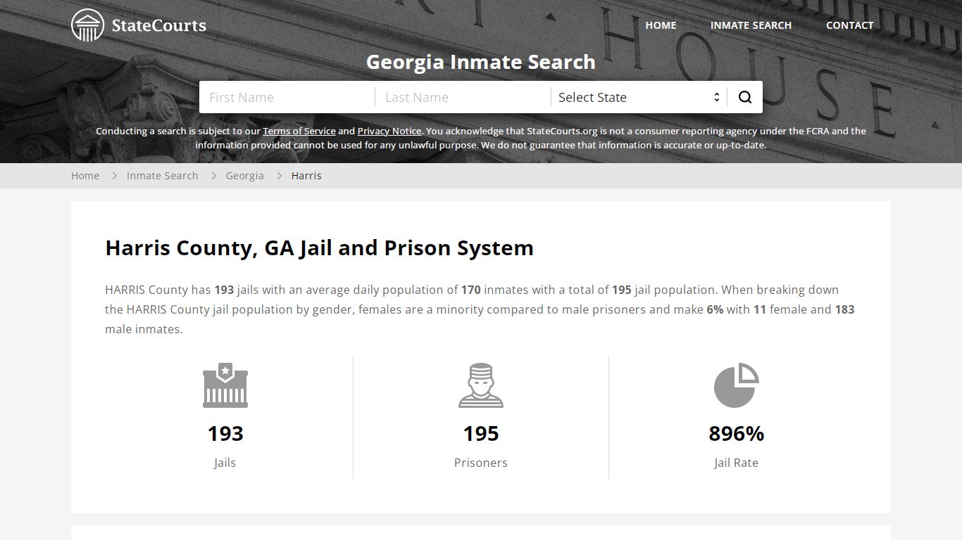 Harris County, GA Inmate Search - StateCourts